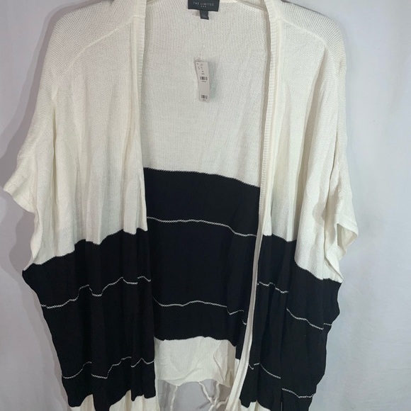 The Limited Black & White Open Front Drape Style Cardigan Size M/L. 0025 - Picture 3 of 8